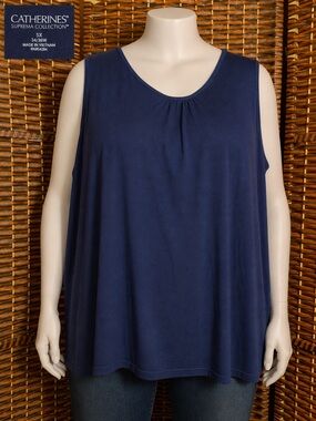 Catherines Suprema Collection Navy Tank Top 5X 34/36W Stretch Plus Size